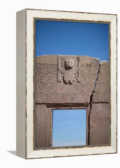 A Doorway in the Ancient City of Tiwanaku-Alex Saberi-Framed Premier Image Canvas