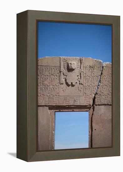 A Doorway in the Ancient City of Tiwanaku-Alex Saberi-Framed Premier Image Canvas