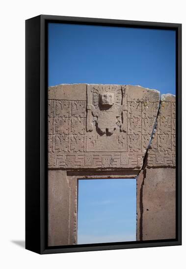 A Doorway in the Ancient City of Tiwanaku-Alex Saberi-Framed Premier Image Canvas