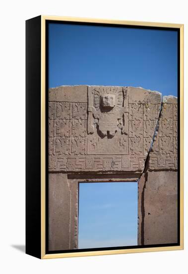 A Doorway in the Ancient City of Tiwanaku-Alex Saberi-Framed Premier Image Canvas