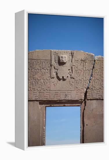 A Doorway in the Ancient City of Tiwanaku-Alex Saberi-Framed Premier Image Canvas