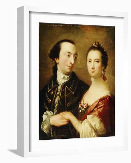 A Double Portrait of a Lady and a Gentleman, English School, 18th Century-null-Framed Giclee Print