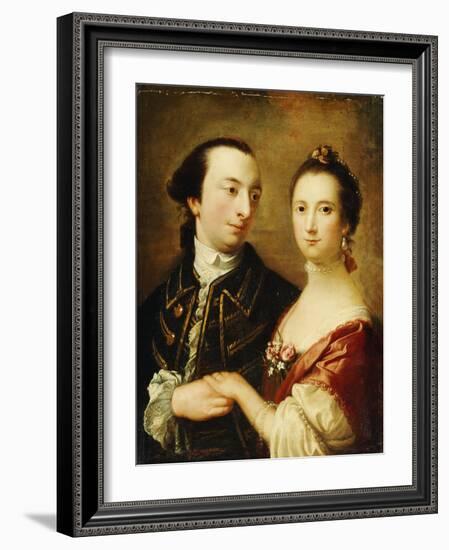 A Double Portrait of a Lady and a Gentleman, English School, 18th Century-null-Framed Giclee Print