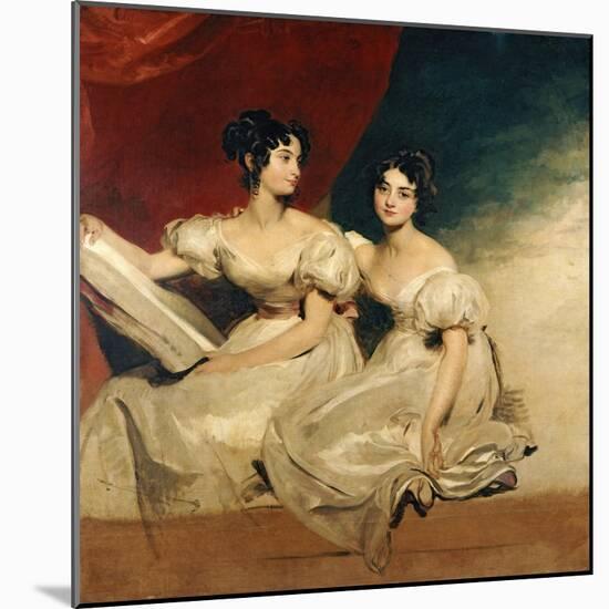 A Double Portrait of the Fullerton Sisters, Seated Full Length, in White Dresses, C.1825-Thomas Lawrence-Mounted Giclee Print