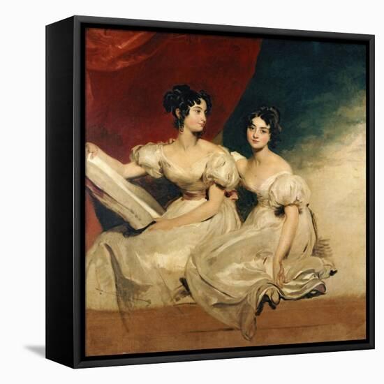A Double Portrait of the Fullerton Sisters, Seated Full Length, in White Dresses, C.1825-Thomas Lawrence-Framed Premier Image Canvas