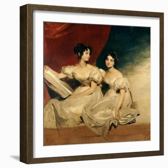 A Double Portrait of the Fullerton Sisters, Seated Full-Length, in White Dresses-Thomas Lawrence-Framed Giclee Print