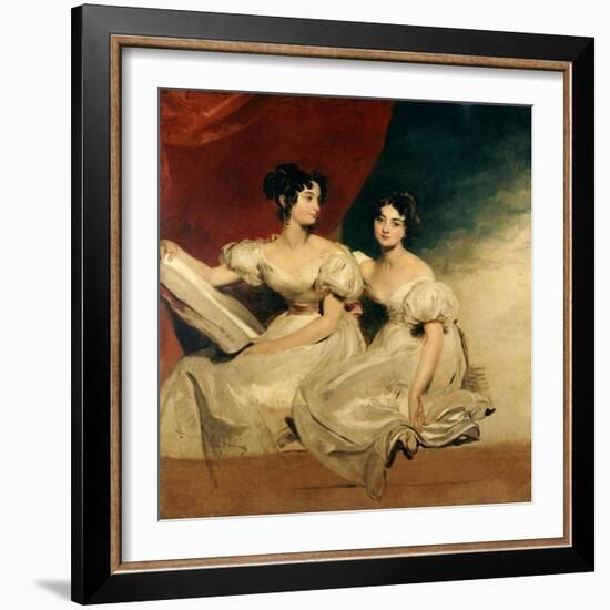A Double Portrait of the Fullerton Sisters, Seated Full-Length, in White Dresses-Thomas Lawrence-Framed Giclee Print