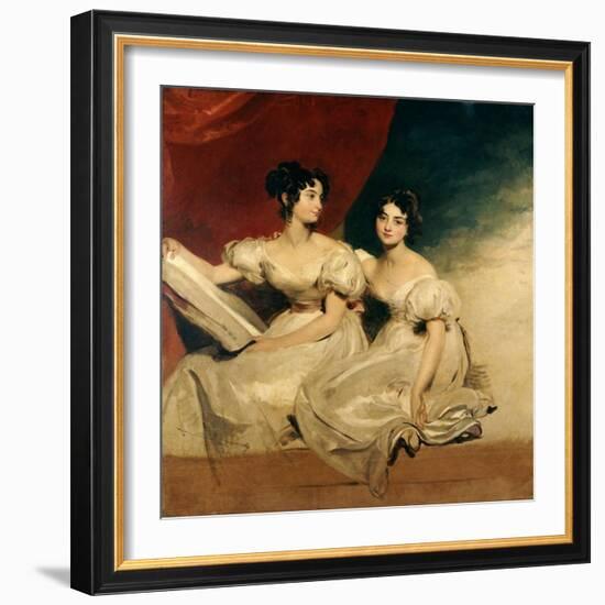 A Double Portrait of the Fullerton Sisters, Seated Full-Length, in White Dresses-Thomas Lawrence-Framed Giclee Print