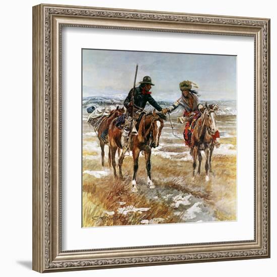 A Doubtful Handshake-Charles Marion Russell-Framed Art Print