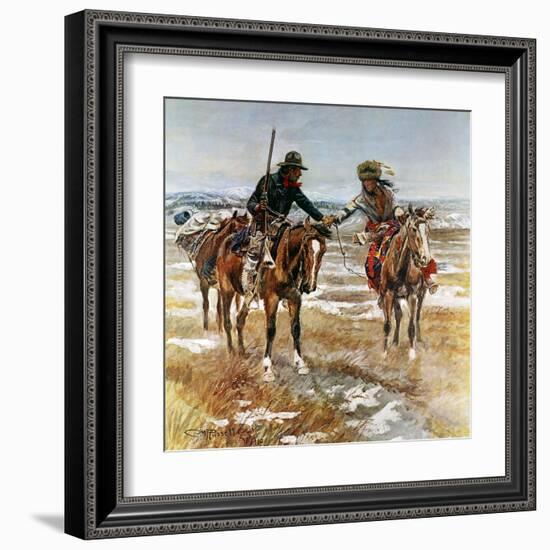 A Doubtful Handshake-Charles Marion Russell-Framed Art Print