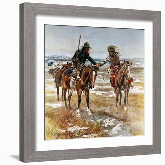 A Doubtful Handshake-Charles Marion Russell-Framed Art Print