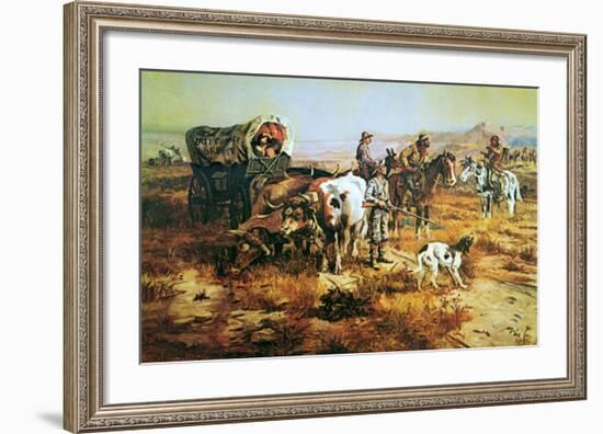 A Doubtful Visitor-Charles Marion Russell-Framed Art Print