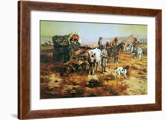 A Doubtful Visitor-Charles Marion Russell-Framed Art Print