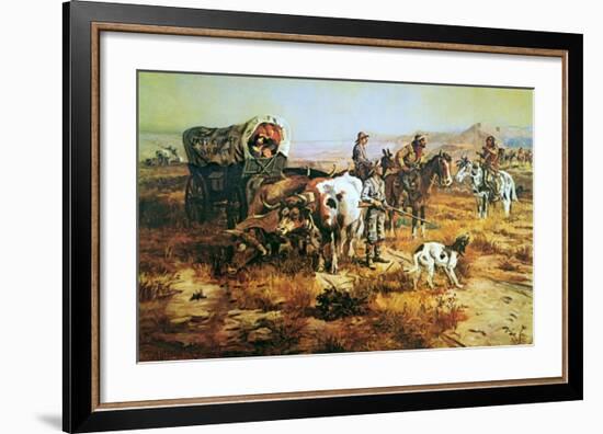 A Doubtful Visitor-Charles Marion Russell-Framed Art Print