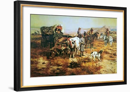 A Doubtful Visitor-Charles Marion Russell-Framed Art Print