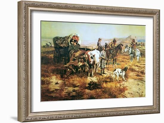 A Doubtful Visitor-Charles Marion Russell-Framed Art Print