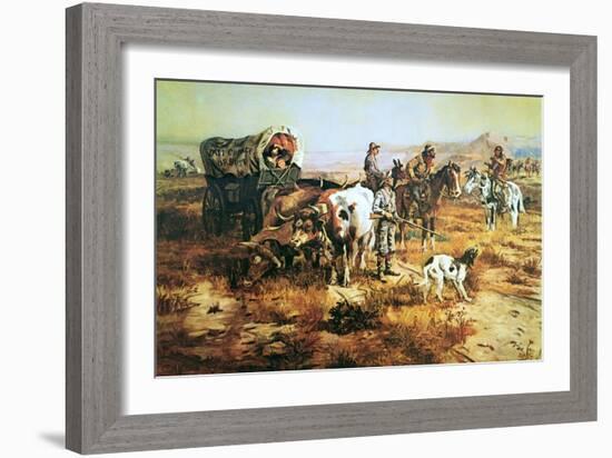 A Doubtful Visitor-Charles Marion Russell-Framed Art Print