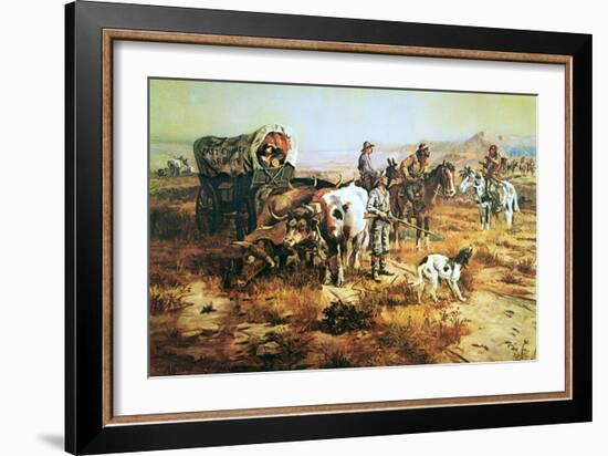 A Doubtful Visitor-Charles Marion Russell-Framed Art Print