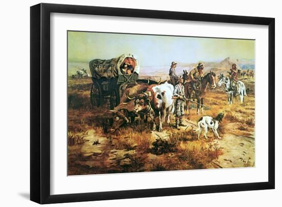 A Doubtful Visitor-Charles Marion Russell-Framed Art Print