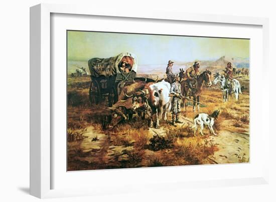 A Doubtful Visitor-Charles Marion Russell-Framed Art Print