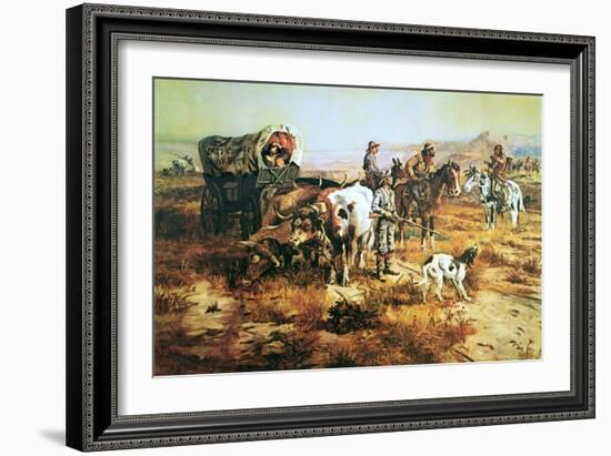 A Doubtful Visitor-Charles Marion Russell-Framed Art Print