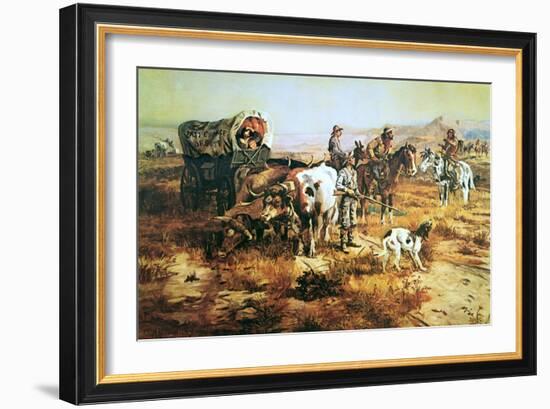 A Doubtful Visitor-Charles Marion Russell-Framed Art Print