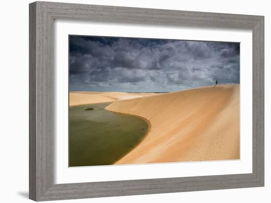 A Dramatic Sky over the Dunes and Lagoons in Brazil's Lencois Maranhenses National Park-Alex Saberi-Framed Photographic Print