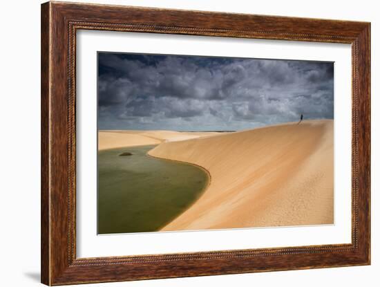 A Dramatic Sky over the Dunes and Lagoons in Brazil's Lencois Maranhenses National Park-Alex Saberi-Framed Photographic Print