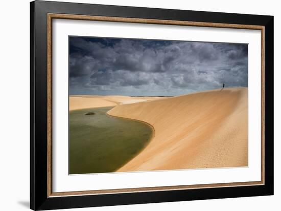 A Dramatic Sky over the Dunes and Lagoons in Brazil's Lencois Maranhenses National Park-Alex Saberi-Framed Photographic Print