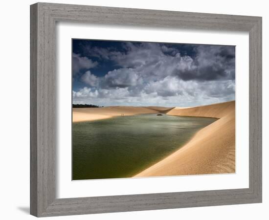 A Dramatic Sky over the Dunes and Lagoons in Brazil's Lencois Maranhenses National Park-Alex Saberi-Framed Photographic Print