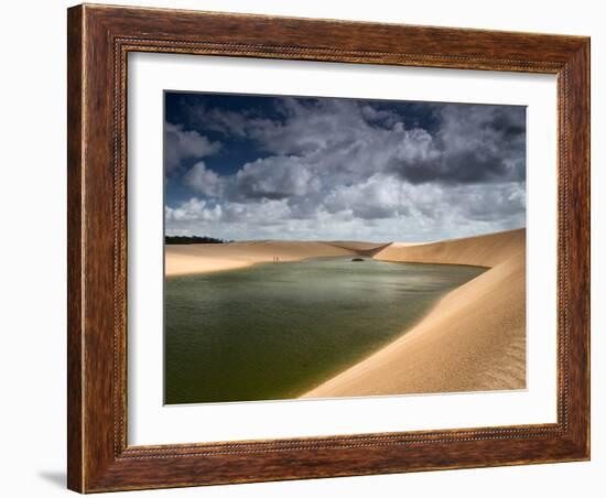 A Dramatic Sky over the Dunes and Lagoons in Brazil's Lencois Maranhenses National Park-Alex Saberi-Framed Photographic Print