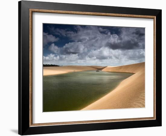 A Dramatic Sky over the Dunes and Lagoons in Brazil's Lencois Maranhenses National Park-Alex Saberi-Framed Photographic Print