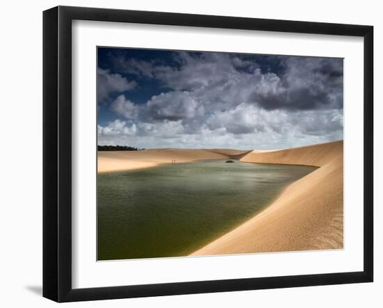 A Dramatic Sky over the Dunes and Lagoons in Brazil's Lencois Maranhenses National Park-Alex Saberi-Framed Photographic Print