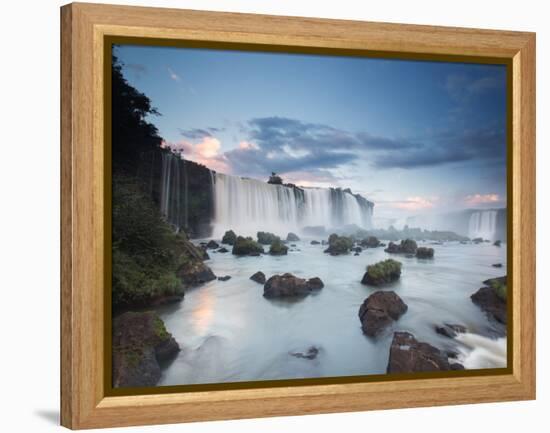 A Dramatic Sunset over Iguacu Waterfalls-Alex Saberi-Framed Premier Image Canvas