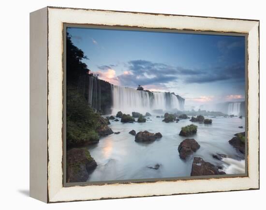 A Dramatic Sunset over Iguacu Waterfalls-Alex Saberi-Framed Premier Image Canvas