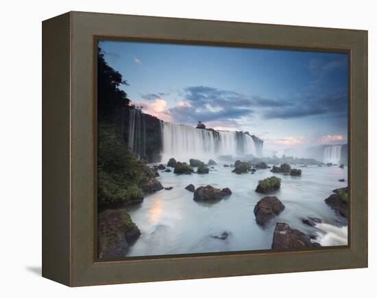 A Dramatic Sunset over Iguacu Waterfalls-Alex Saberi-Framed Premier Image Canvas