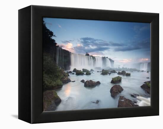 A Dramatic Sunset over Iguacu Waterfalls-Alex Saberi-Framed Premier Image Canvas