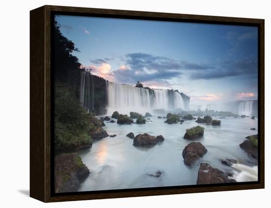 A Dramatic Sunset over Iguacu Waterfalls-Alex Saberi-Framed Premier Image Canvas