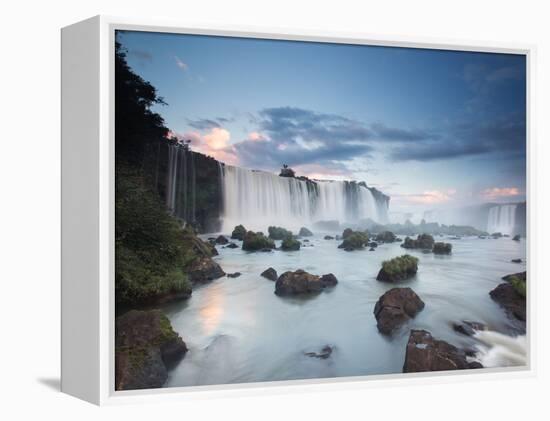 A Dramatic Sunset over Iguacu Waterfalls-Alex Saberi-Framed Premier Image Canvas