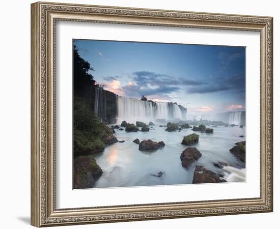 A Dramatic Sunset over Iguacu Waterfalls-Alex Saberi-Framed Photographic Print