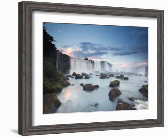 A Dramatic Sunset over Iguacu Waterfalls-Alex Saberi-Framed Photographic Print