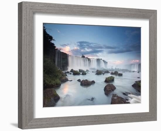 A Dramatic Sunset over Iguacu Waterfalls-Alex Saberi-Framed Photographic Print