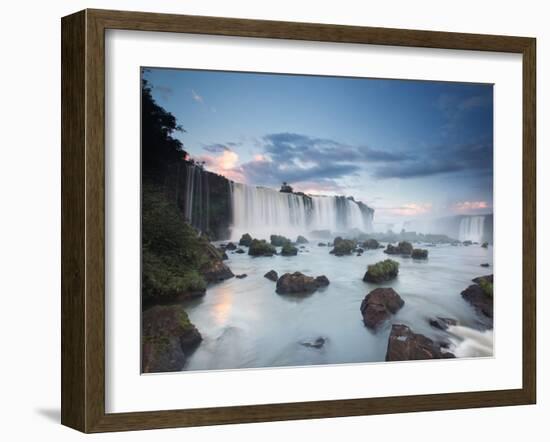 A Dramatic Sunset over Iguacu Waterfalls-Alex Saberi-Framed Photographic Print