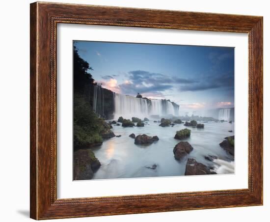 A Dramatic Sunset over Iguacu Waterfalls-Alex Saberi-Framed Photographic Print