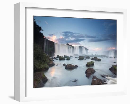 A Dramatic Sunset over Iguacu Waterfalls-Alex Saberi-Framed Photographic Print