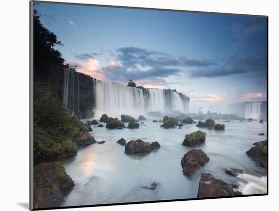 A Dramatic Sunset over Iguacu Waterfalls-Alex Saberi-Mounted Photographic Print