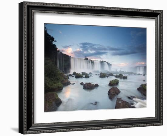 A Dramatic Sunset over Iguacu Waterfalls-Alex Saberi-Framed Photographic Print