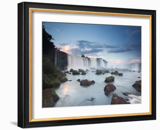 A Dramatic Sunset over Iguacu Waterfalls-Alex Saberi-Framed Photographic Print