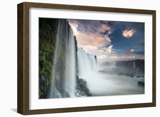 A Dramatic Sunset over Iguacu Waterfalls-Alex Saberi-Framed Photographic Print