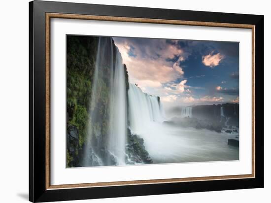 A Dramatic Sunset over Iguacu Waterfalls-Alex Saberi-Framed Photographic Print